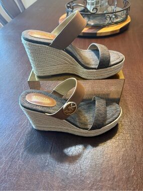 Michael Kors Brown Espadrille Wedge Sandals Size 7 M